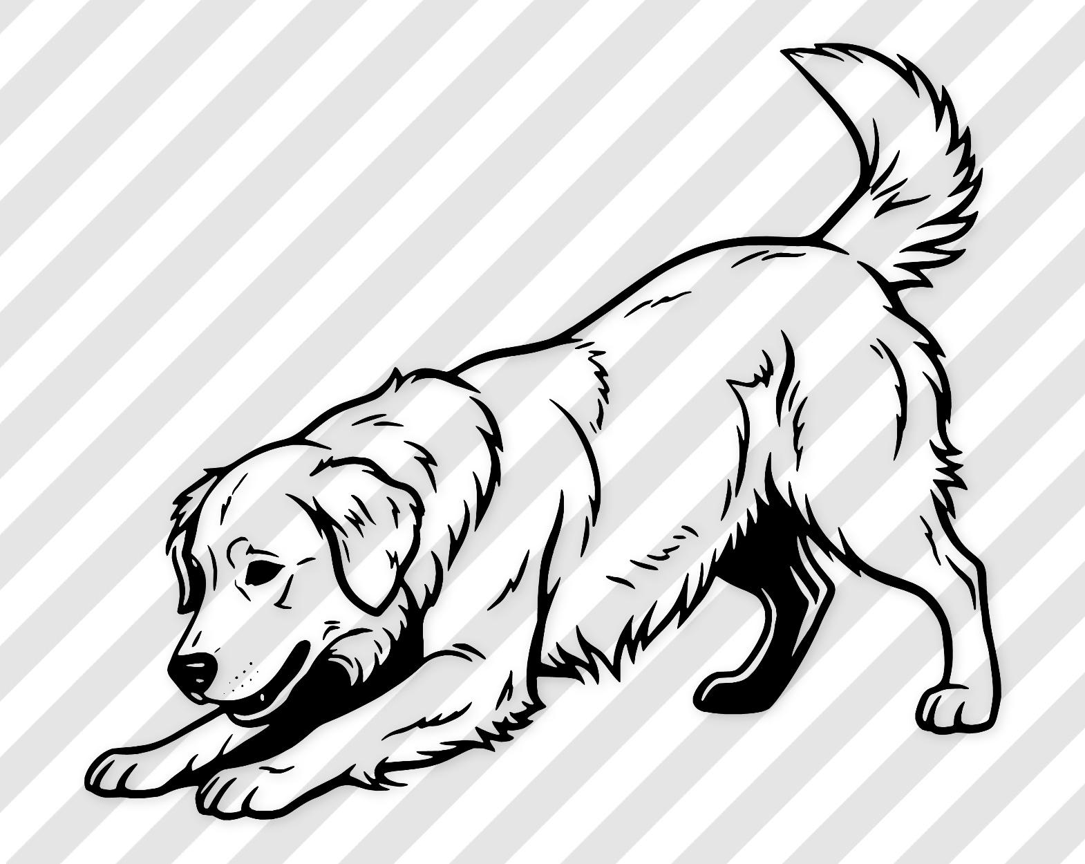 Golden Retriever Svg: Bold Outline Design For Crafts
