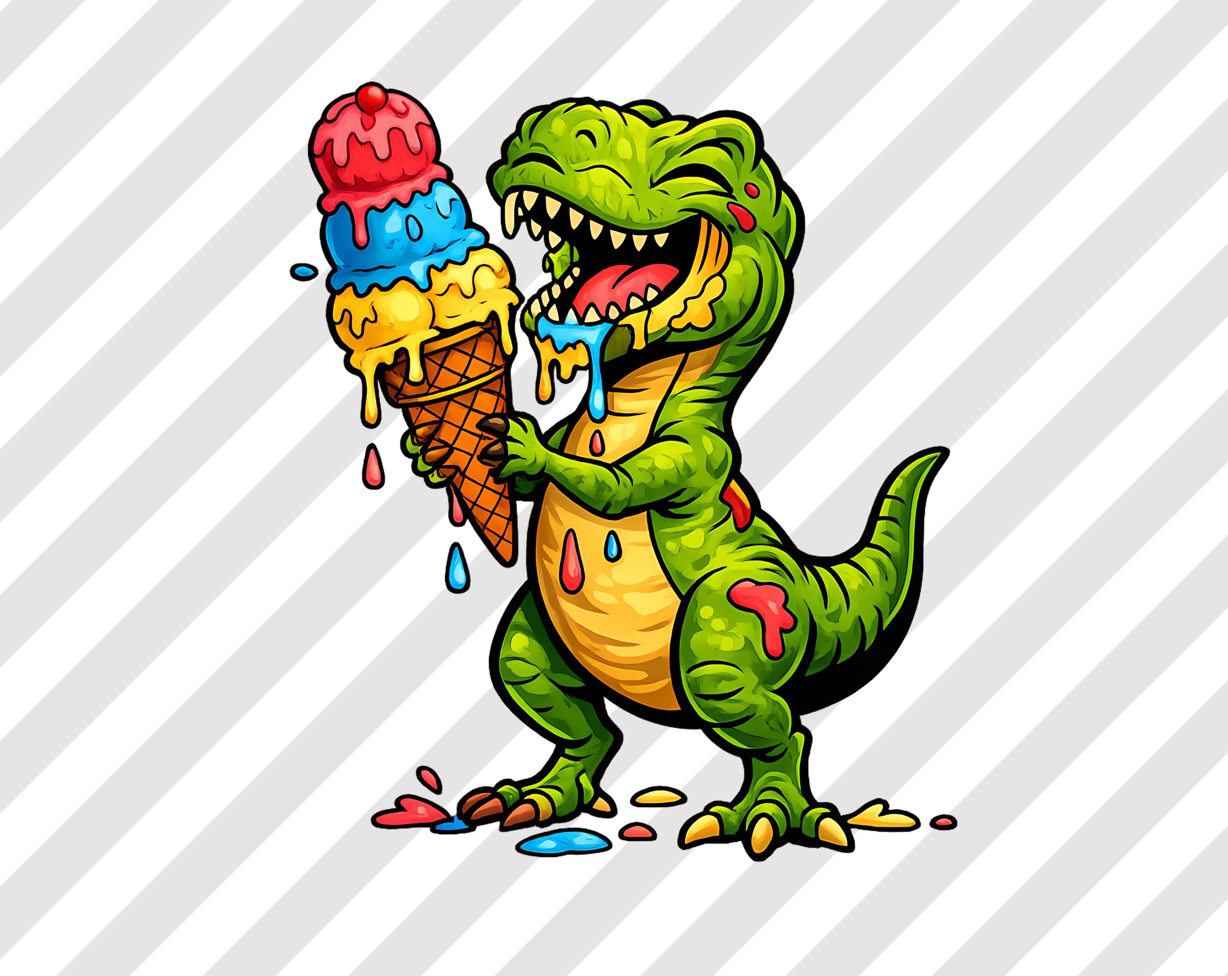 T-Rex Ice Cream Png: Colorful Dinosaur Food Art
