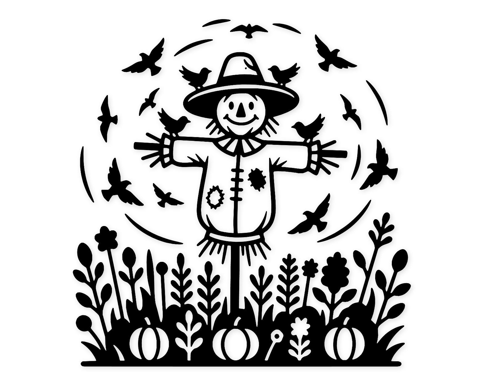 Scarecrow In Field Svg Png: Cut Ready Digital Design For Cricut Silhouette