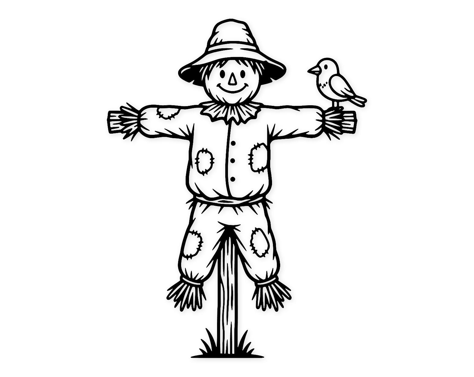 Scarecrow With Crow Svg Png: Cut Ready Digital Design For Cricut Silhouette