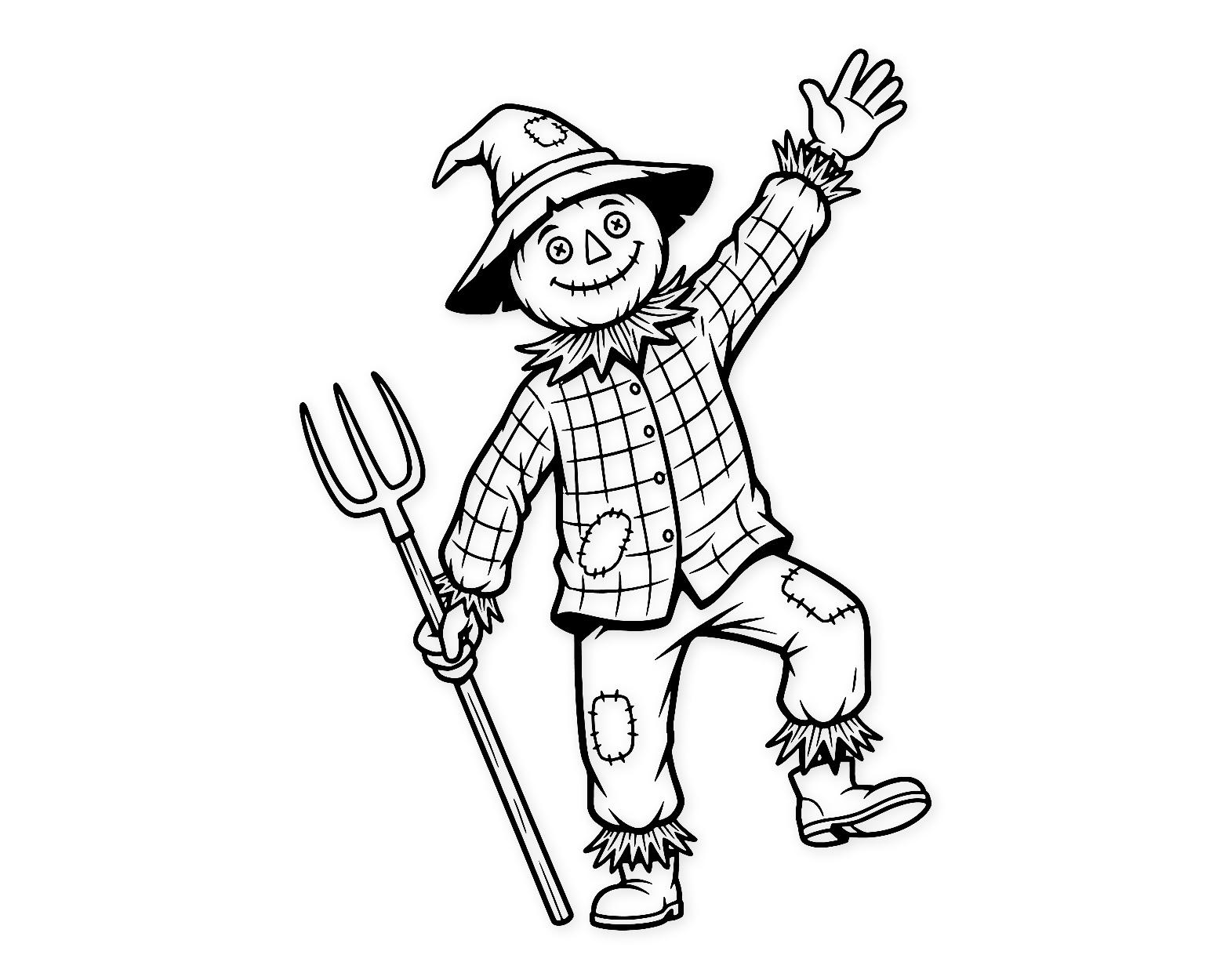 Scarecrow Waving Svg Png: High Contrast Cut File For Crafts