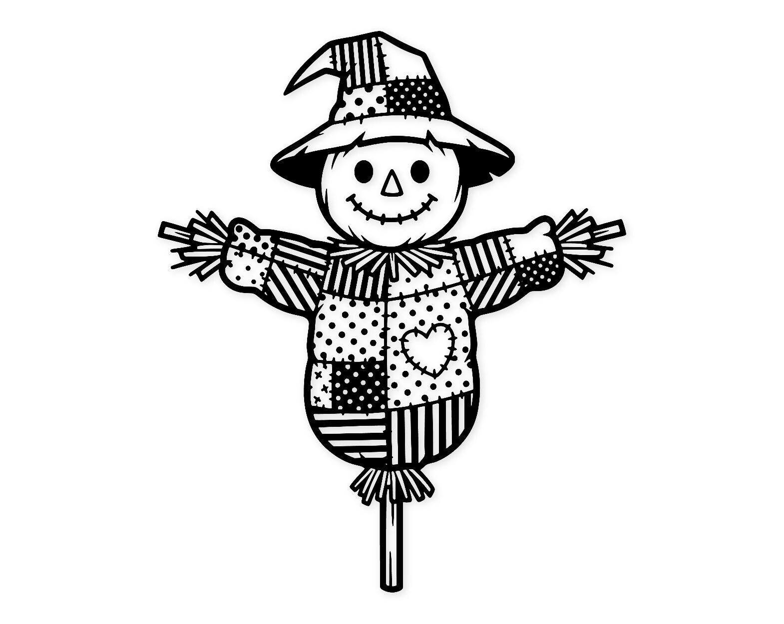 Scarecrow Svg Png: Bold Black-And-White Cut File For Crafts