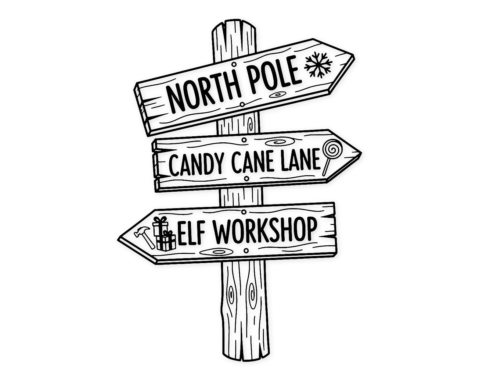 North Pole Directions Svg Png: Bold Signpost Design For Holiday Crafts
