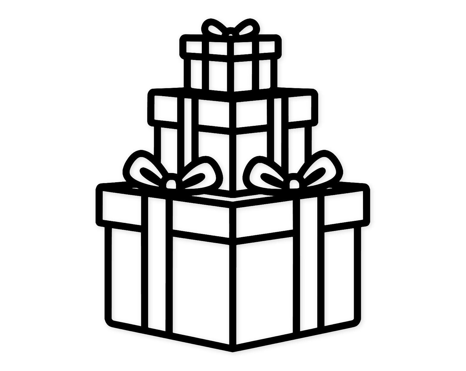 Gift Box Svg Png: Bold Outline Design For Holiday Crafts