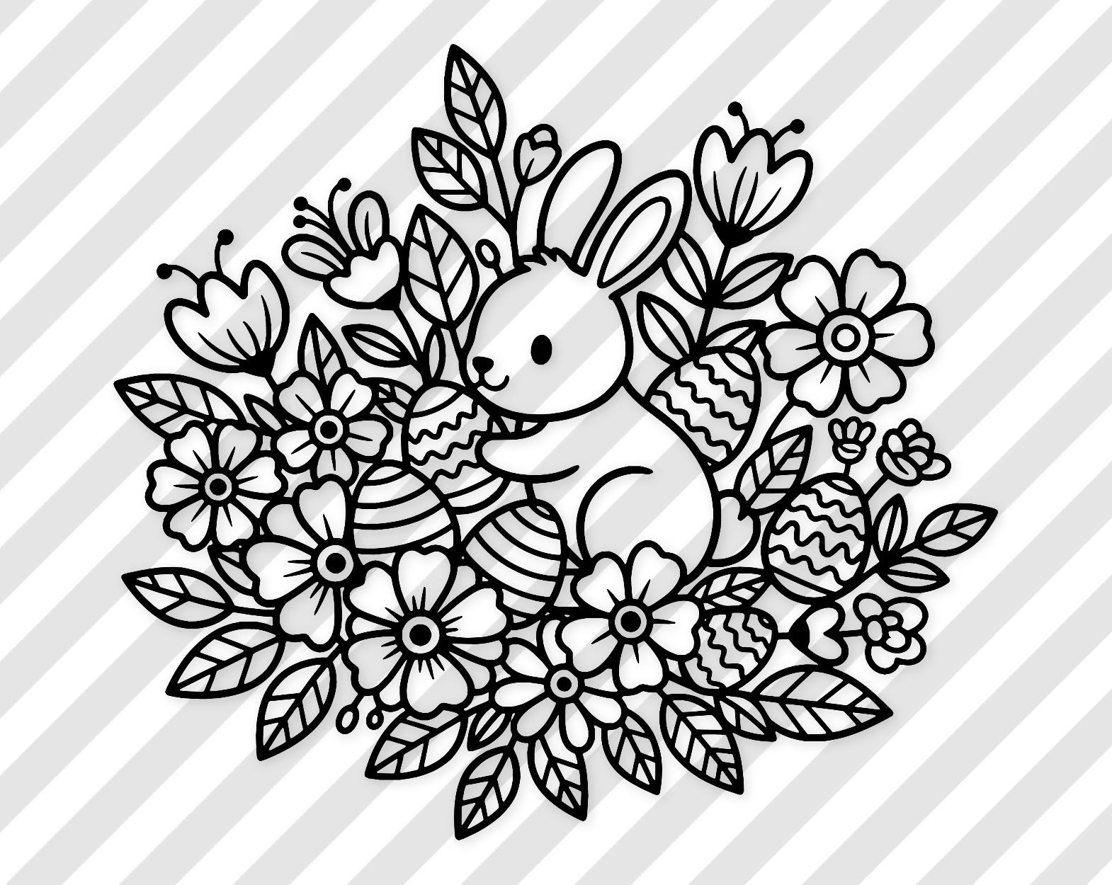 Egg Hunt Scene Svg: Whimsical Bunny Design For Easter