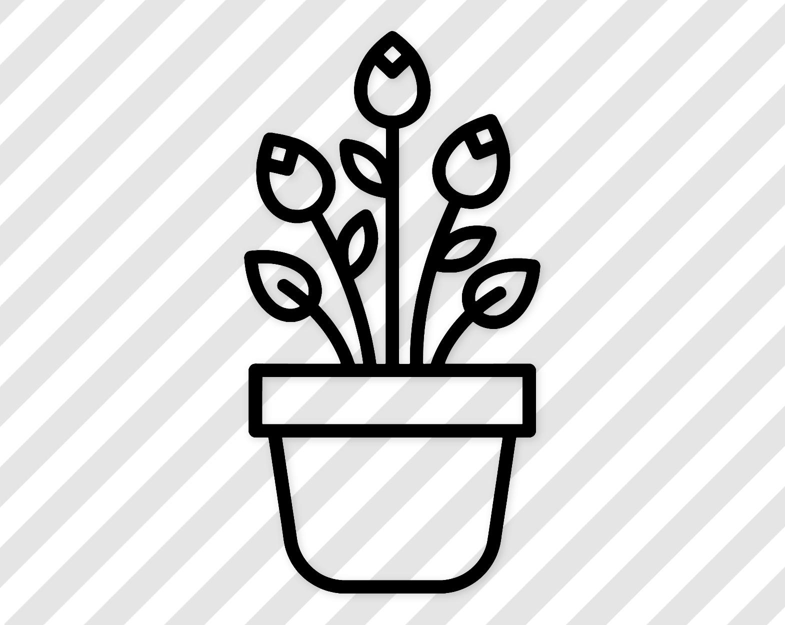 Potted Spring Flowers Svg: Minimalist Design For T-Shirts