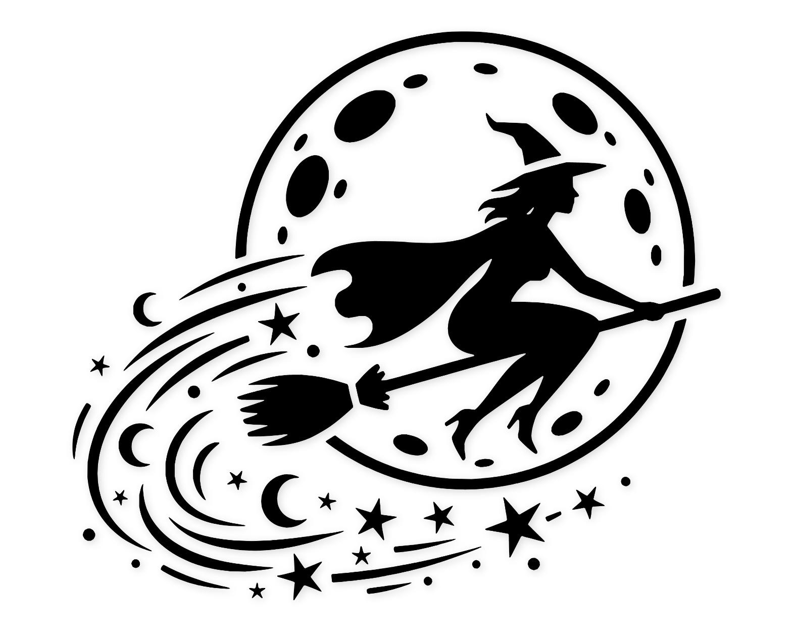 Broomstick Flight Scene Svg Png: Bold And High Contrast Design For Seasonal Decor