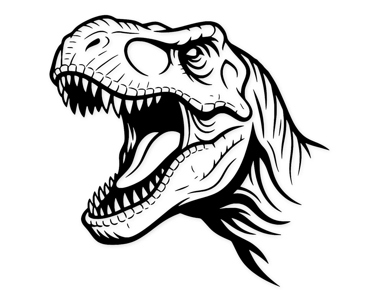 T-Rex Roaring Svg Png: Bold Line-Art Cut Files For T-Shirts