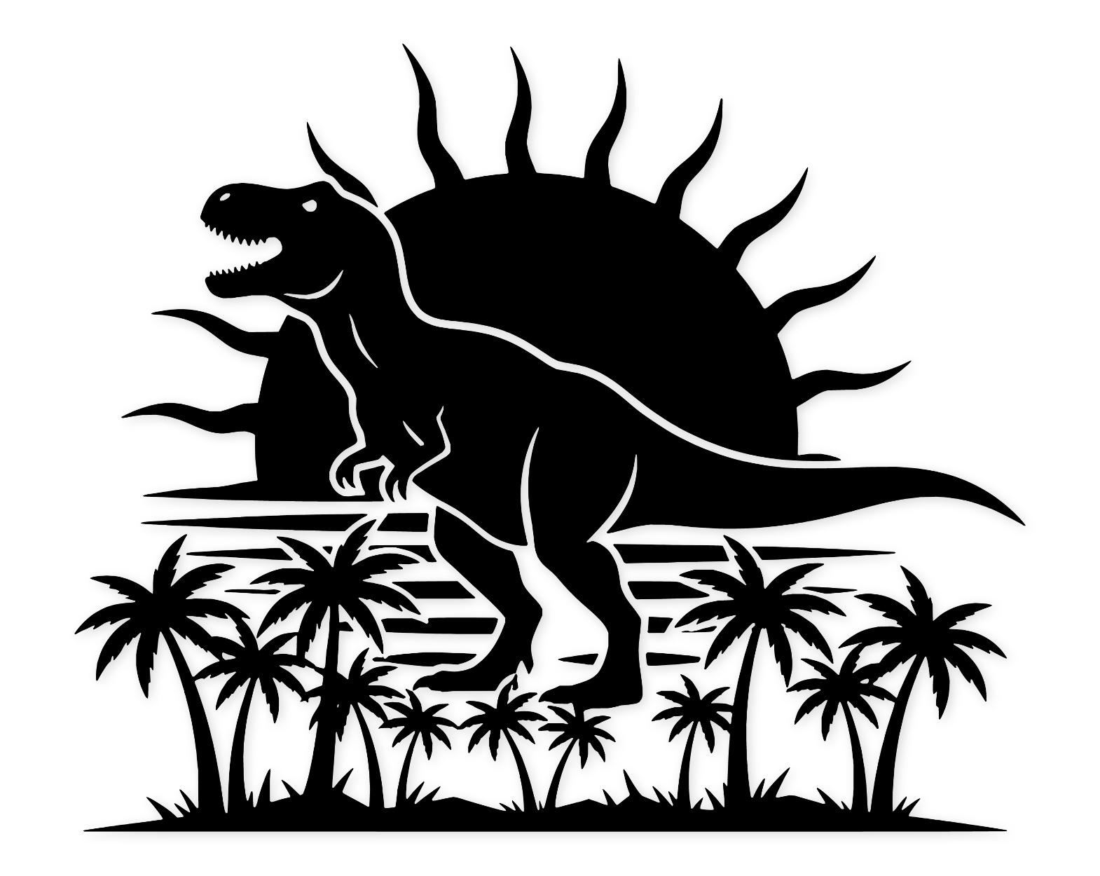Dino Sunset Svg Png: Bold Silhouette Design For T-Shirts
