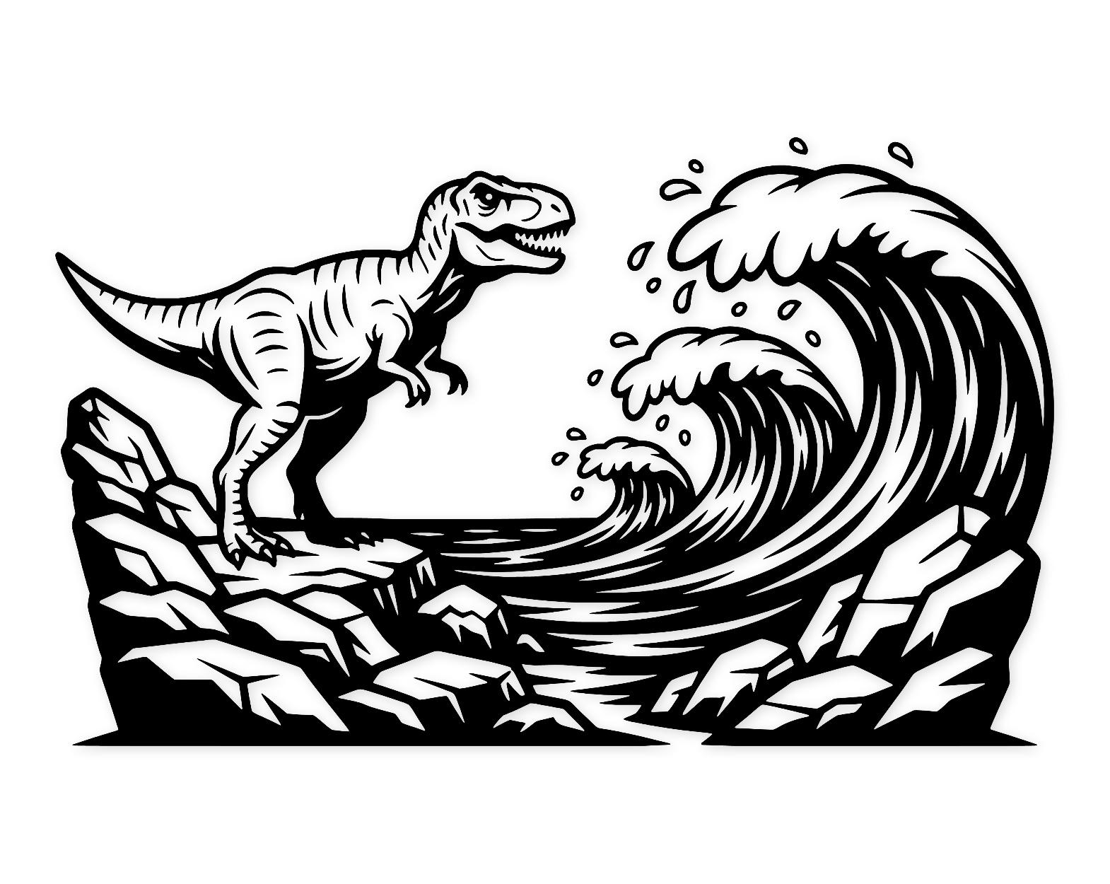 T-Rex By The Ocean Svg Png: Cut Ready Digital Design For Cricut Silhouette