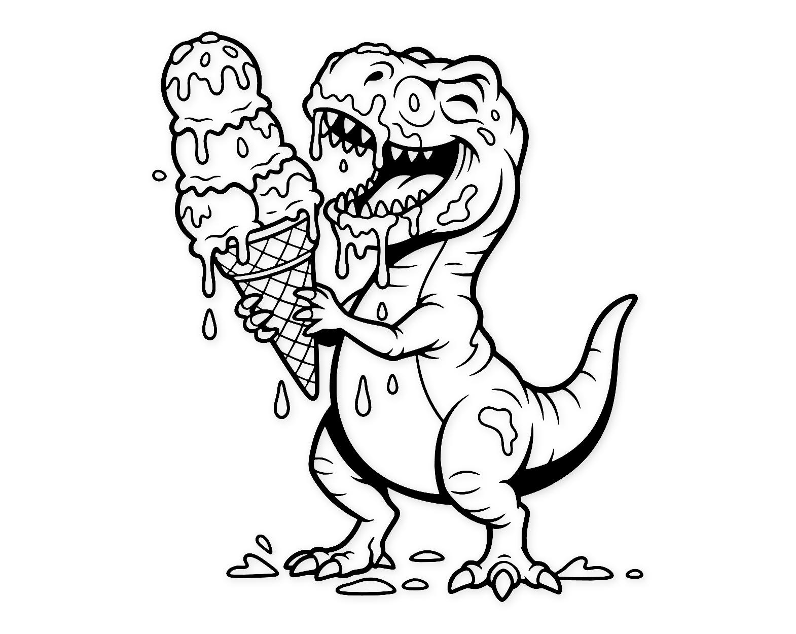 T-Rex Ice Cream Svg Png: Comical Design For Crafting