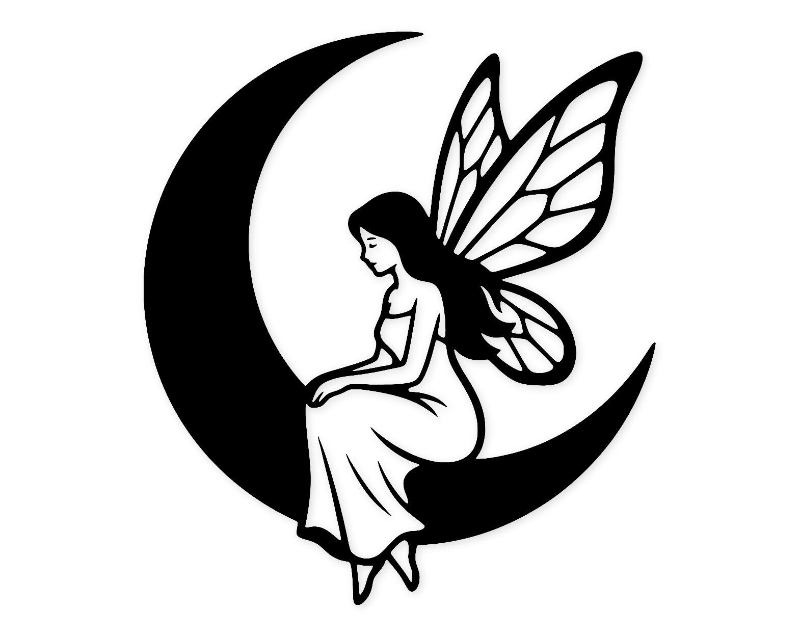 Moonlit Fairy Svg Png: Bold High Contrast Design For Home Decor