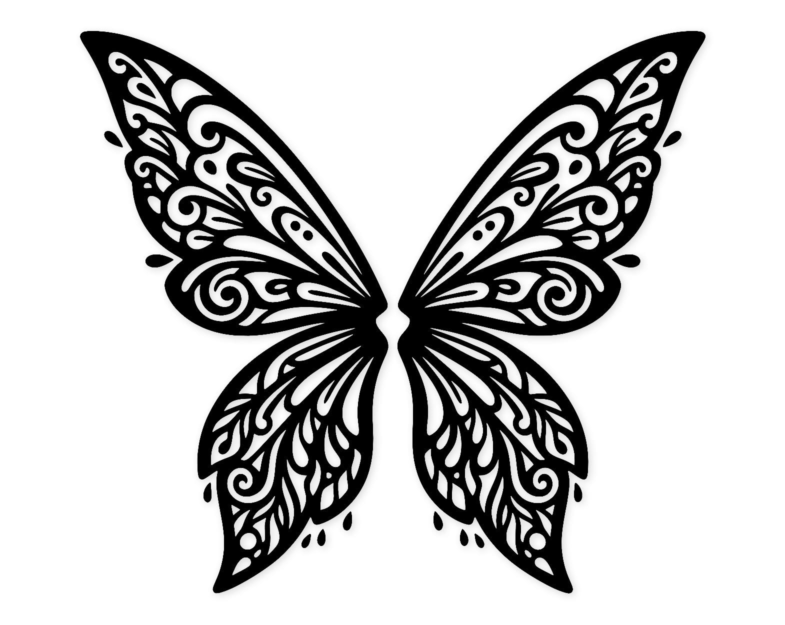 Fluttering Wings Svg Png: Bold Clean Outline Cut File For Scrapbooking