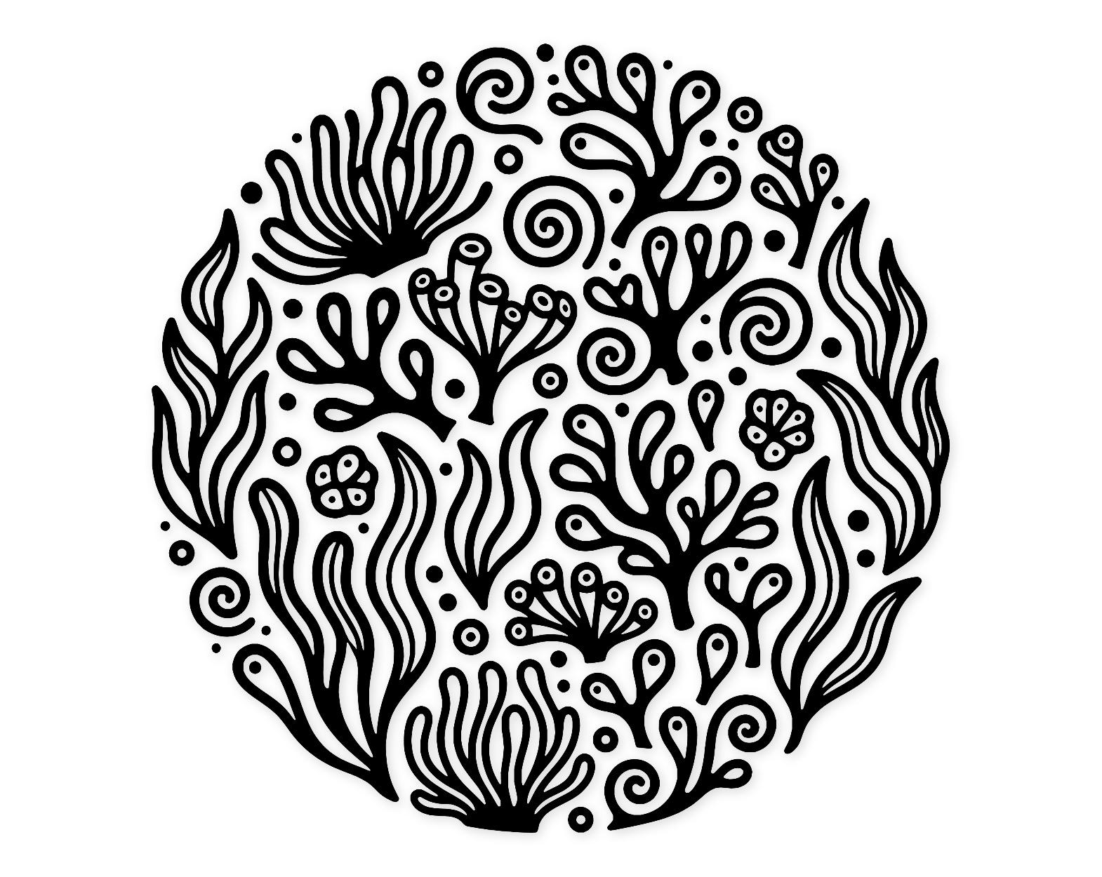 Undersea Garden Svg Png: Bold Black And White Design For Cricut