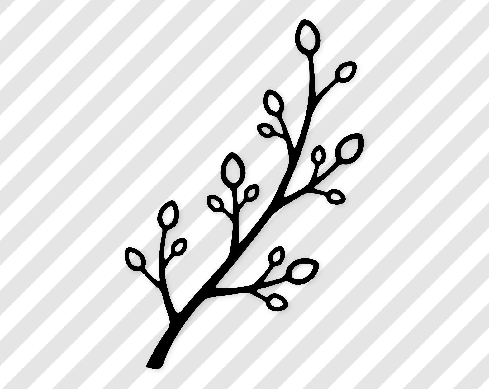 Budding Branch Svg: Minimalist Black And White Design For Crafting