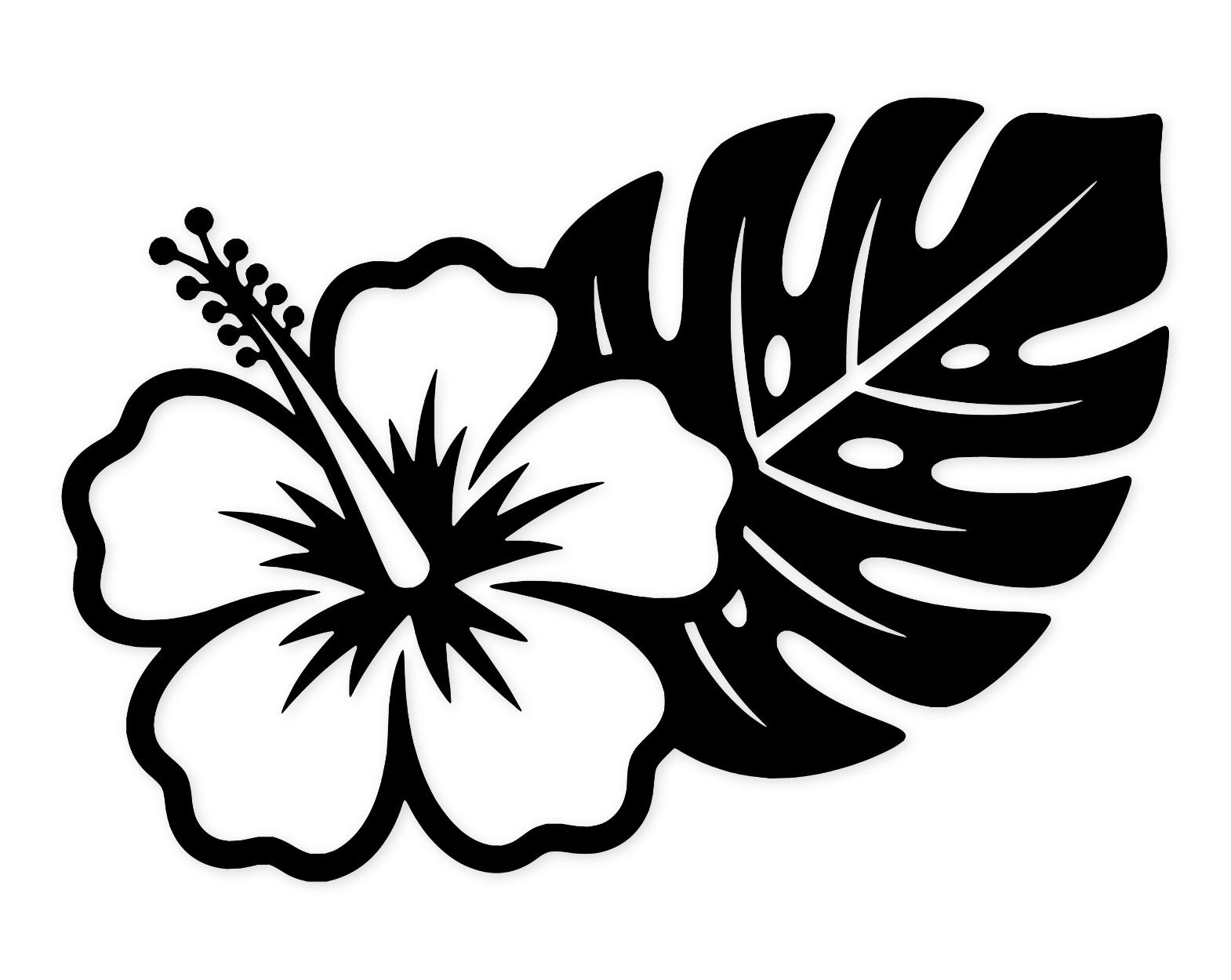 Hibiscus And Leaf Svg Png: Bold Clean Outline For T-Shirts