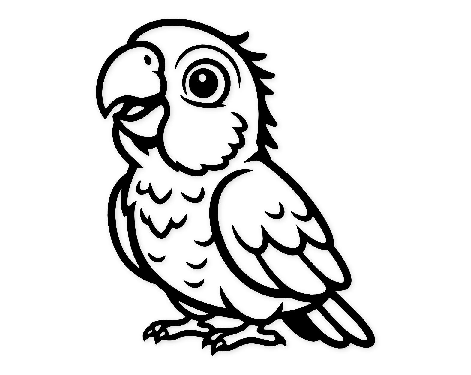 Curious Baby Parrot Svg Png: Bold Outline For Decals