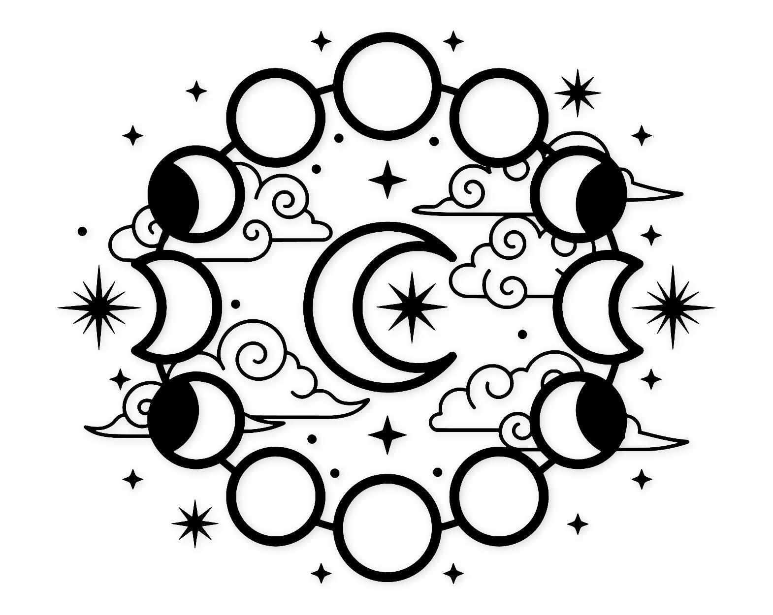 Mystical Moon Scene Svg Png: Cut Ready Digital Design For Cricut Silhouette
