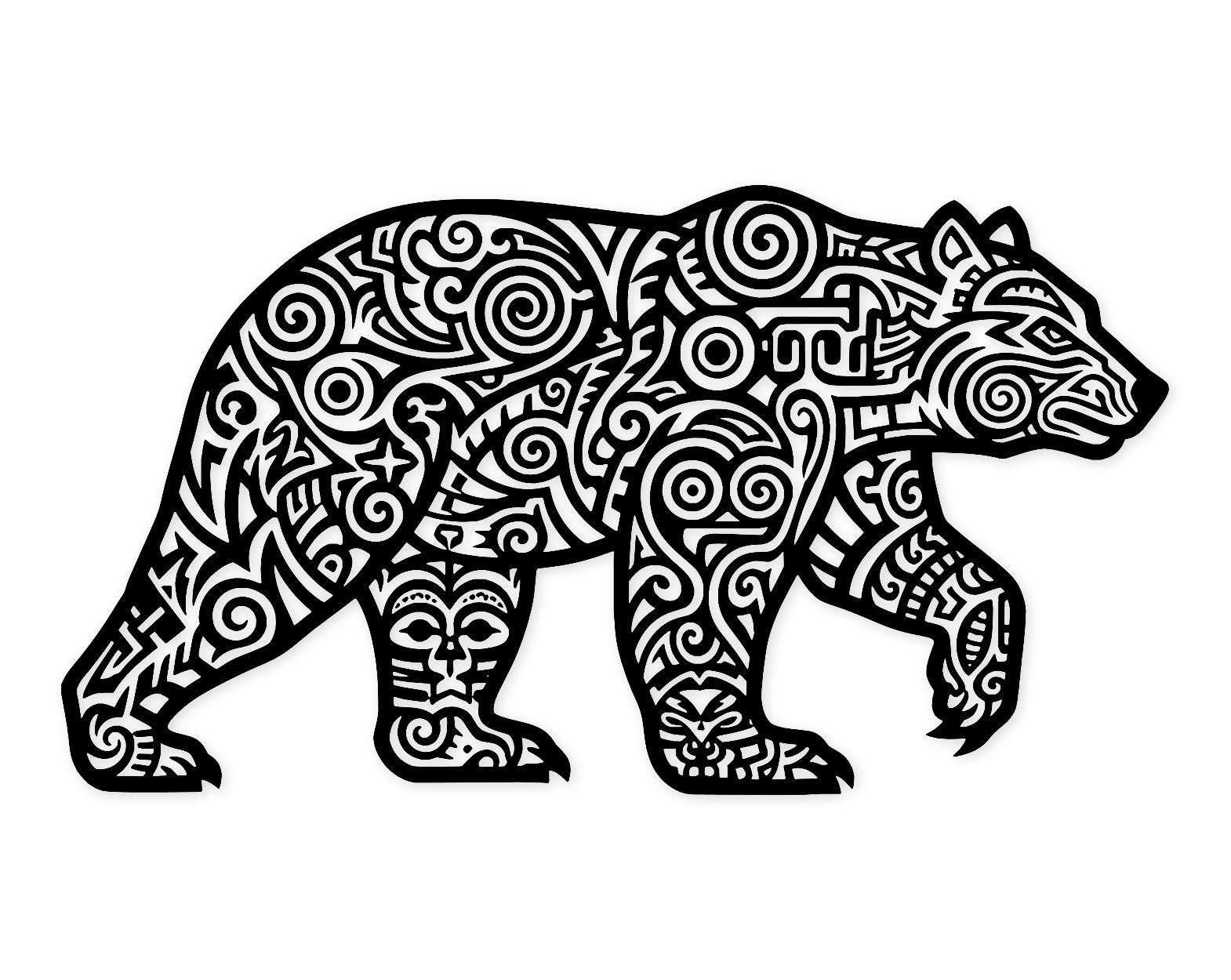 Tribal Bear Silhouette Svg Png: Cut Ready Digital Design For Cricut Silhouette