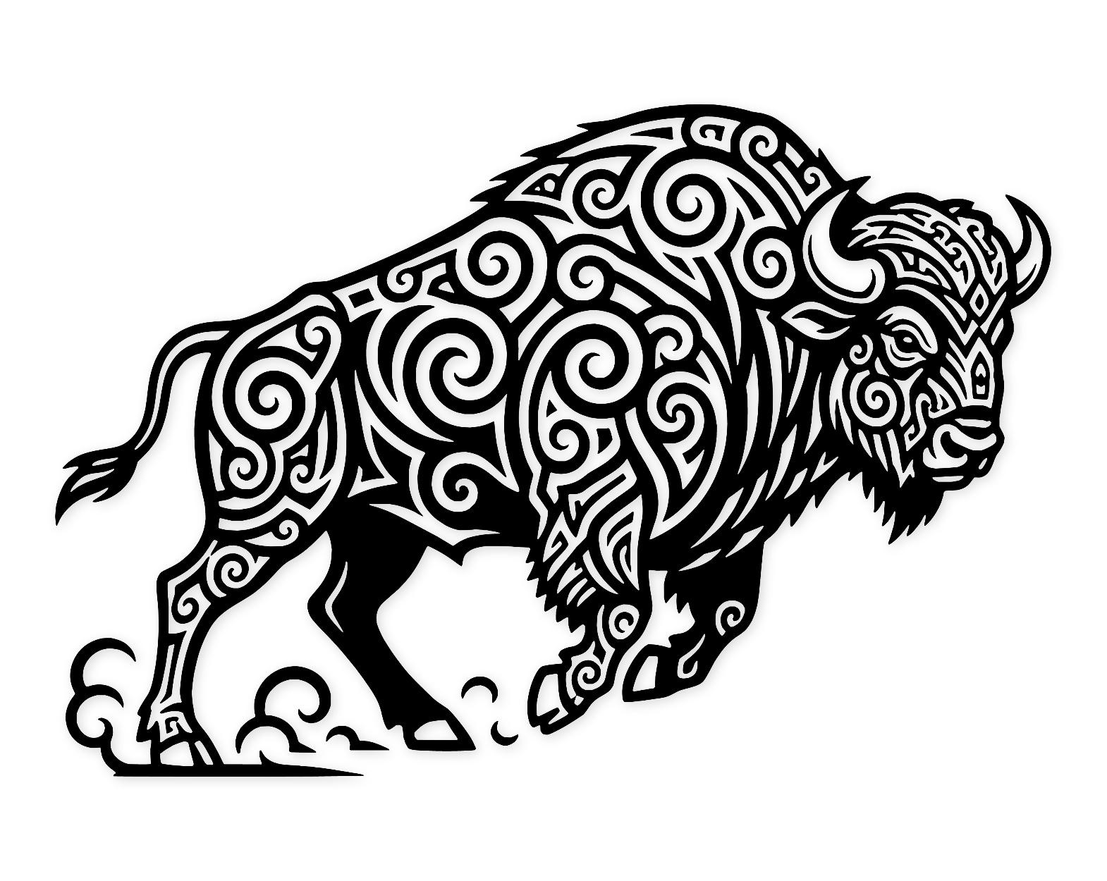 Running Buffalo Svg Png: Tribal Abstract Design For Cricut