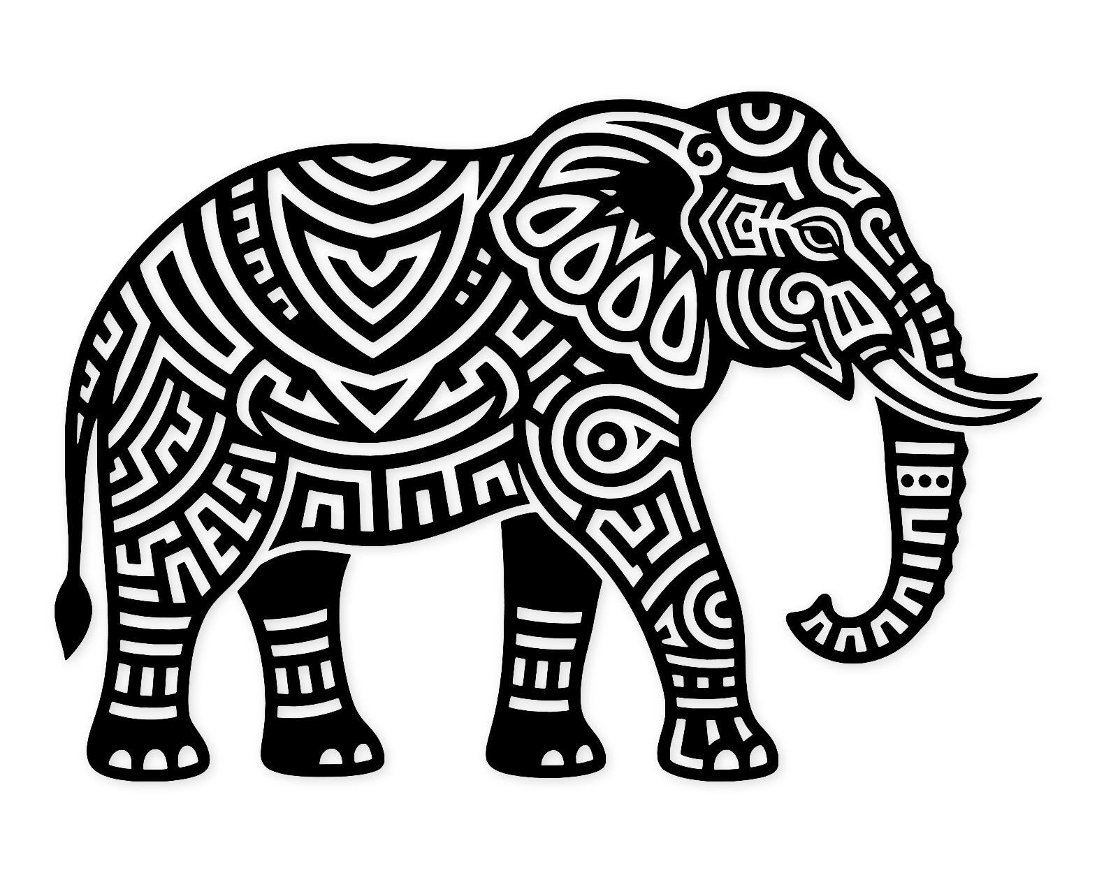 Tribal Elephant Svg Png: Bold Pattern Cut File For T-Shirts