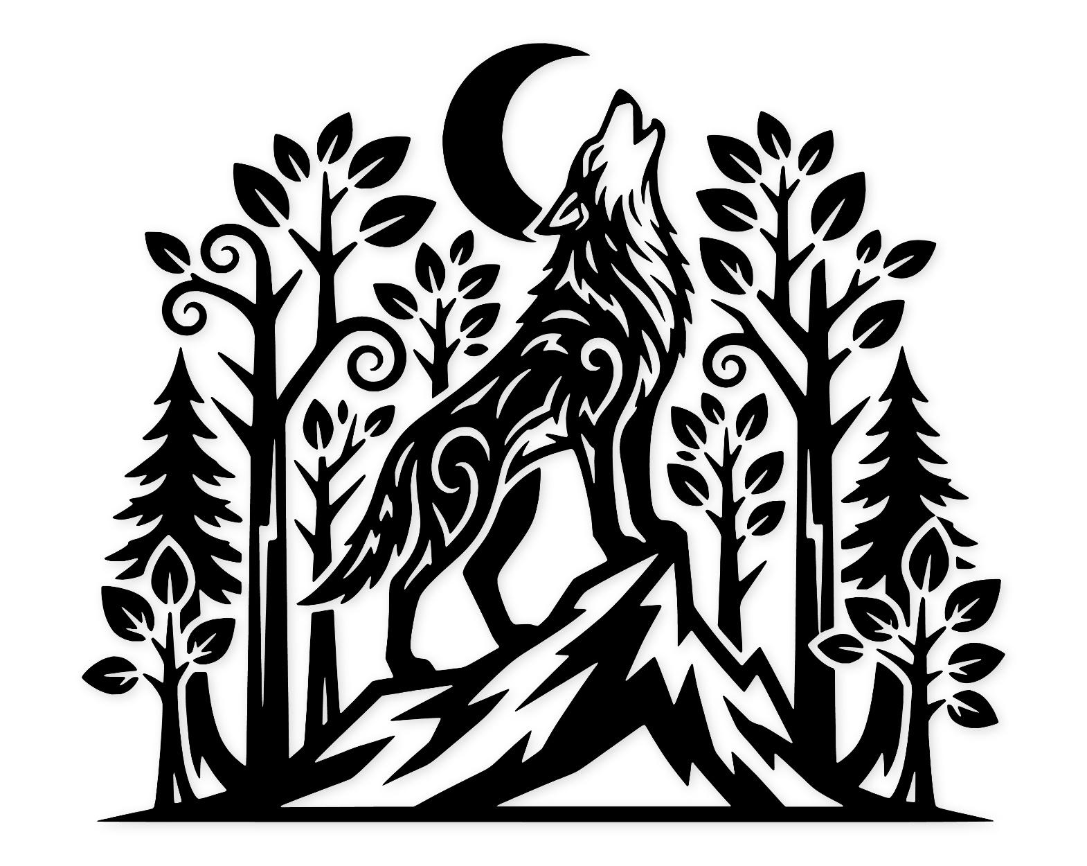 Wolf Howling Scene Svg Png: Bold Tribal Design For T-Shirts
