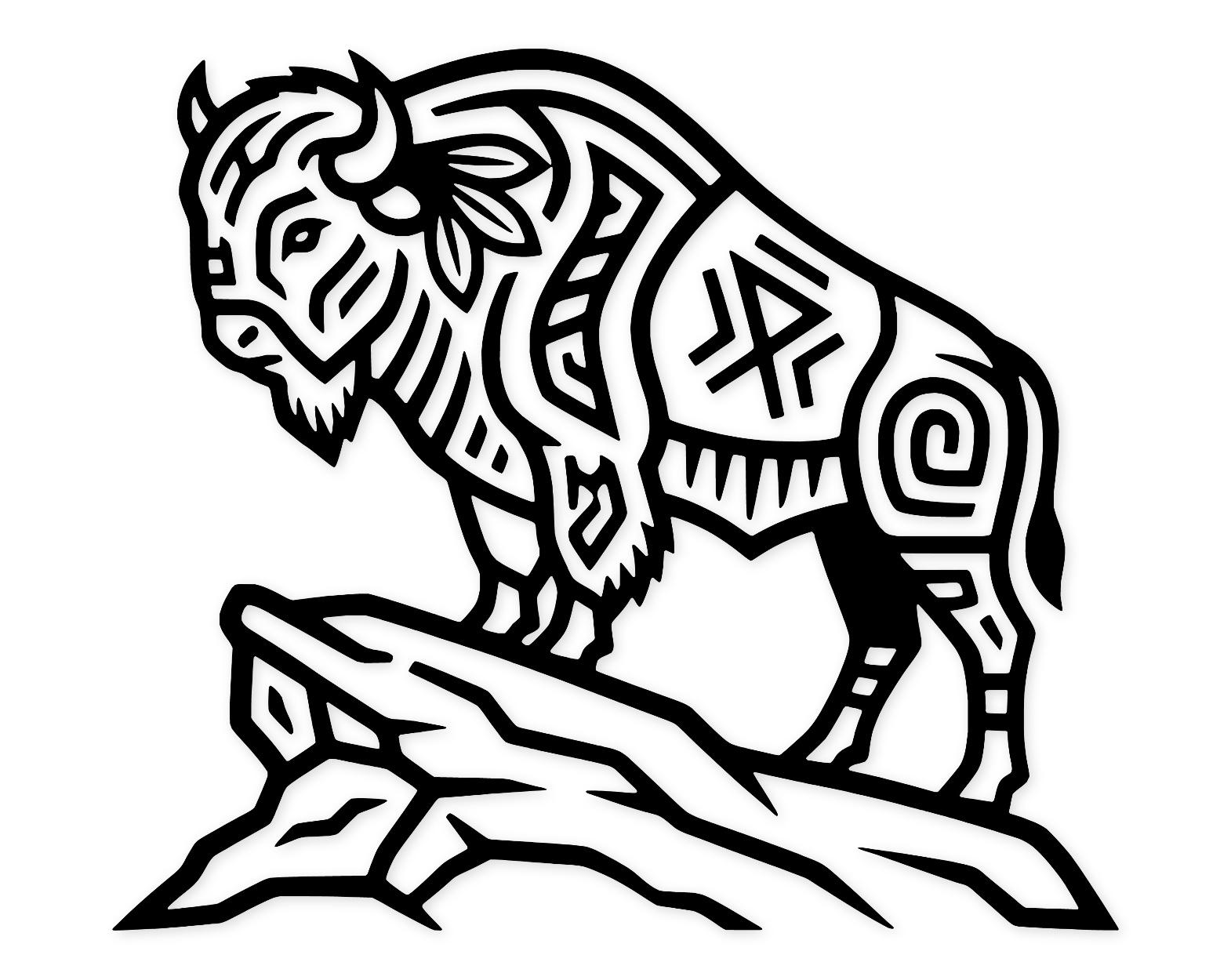 Bison In The Wild Svg Png: Bold Outline Design For Home Decor