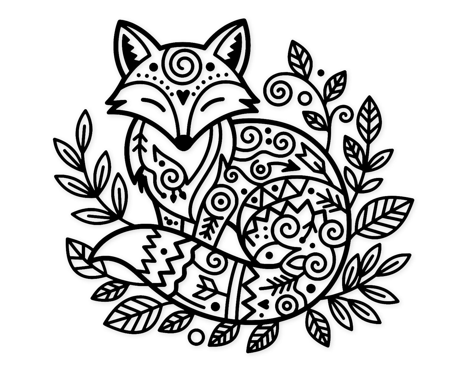 Tribal Fox And Leaves Svg Png: Cut Ready Digital Design For Cricut Silhouette