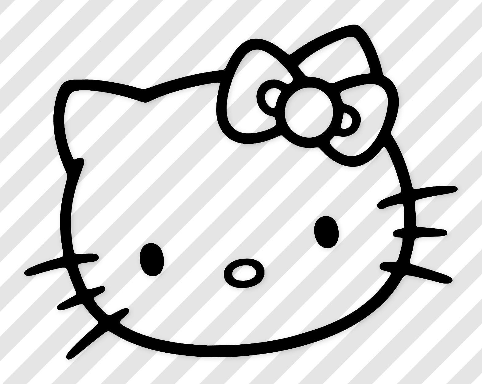 Hello Kitty Face Svg: Black And White Vector Art
