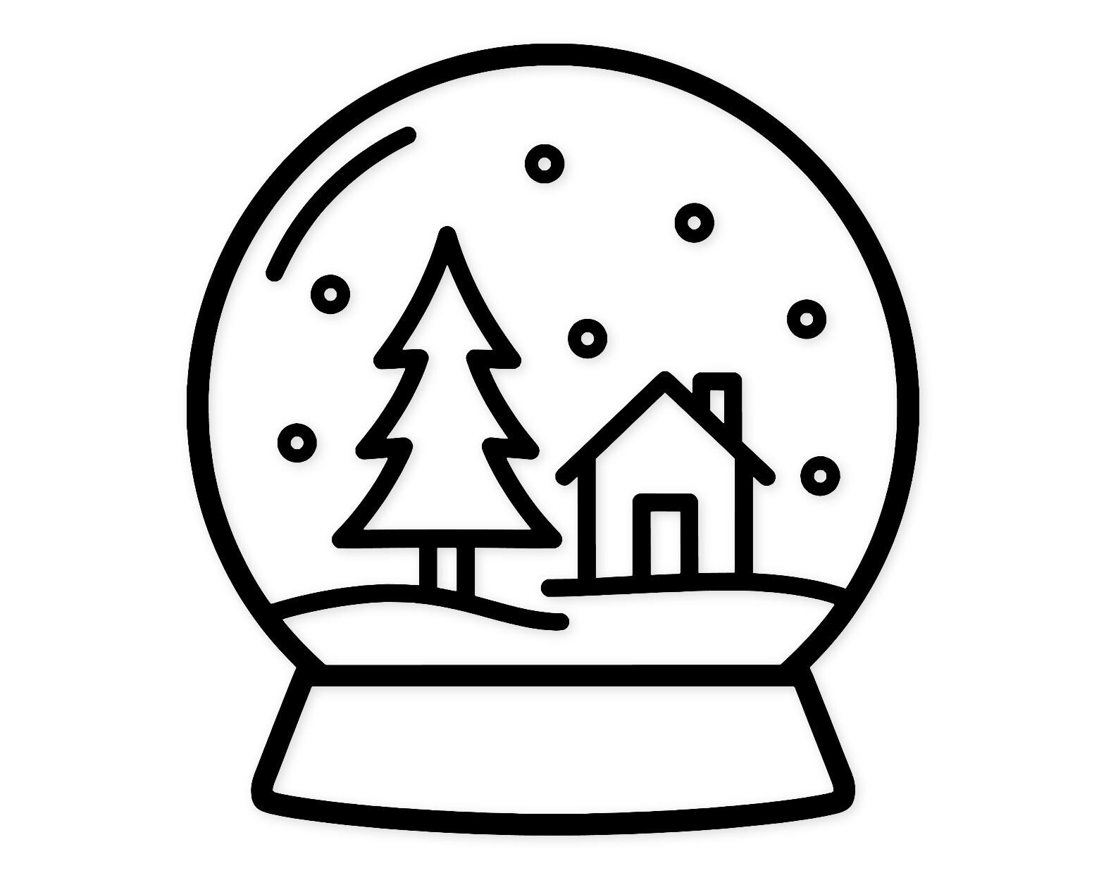 Snow Globe Sketch Svg Png: Minimalist Design For Winter Crafts