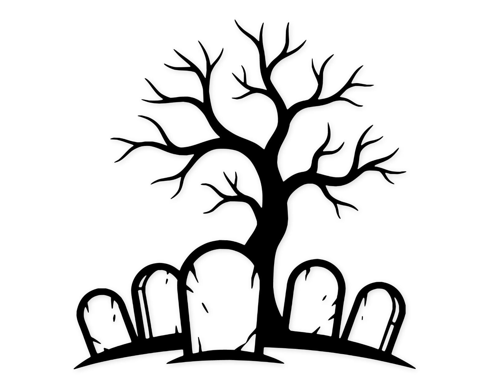 Graveyard Scene Svg Png: Minimalist Black And White For Home Décor