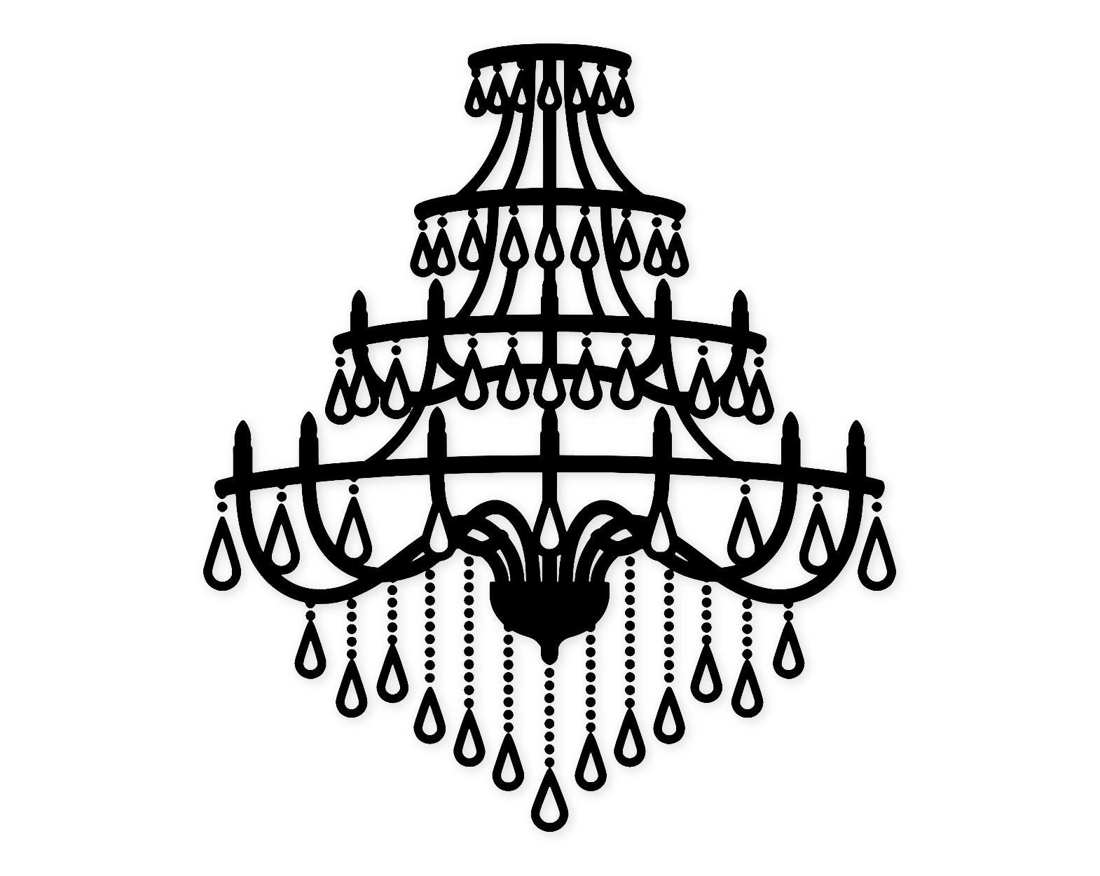 Chandelier Svg Png: Bold Clean Outline Cut File For Scrapbooking