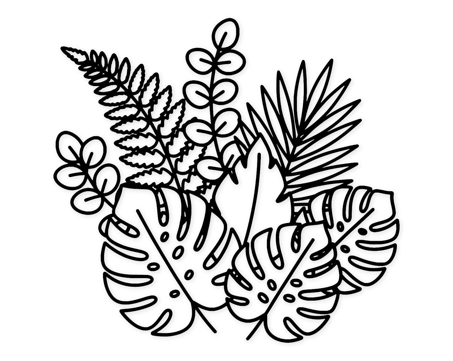 Botanical Leaf Line Art Svg Png: Cut Ready Digital Design For Cricut Silhouette