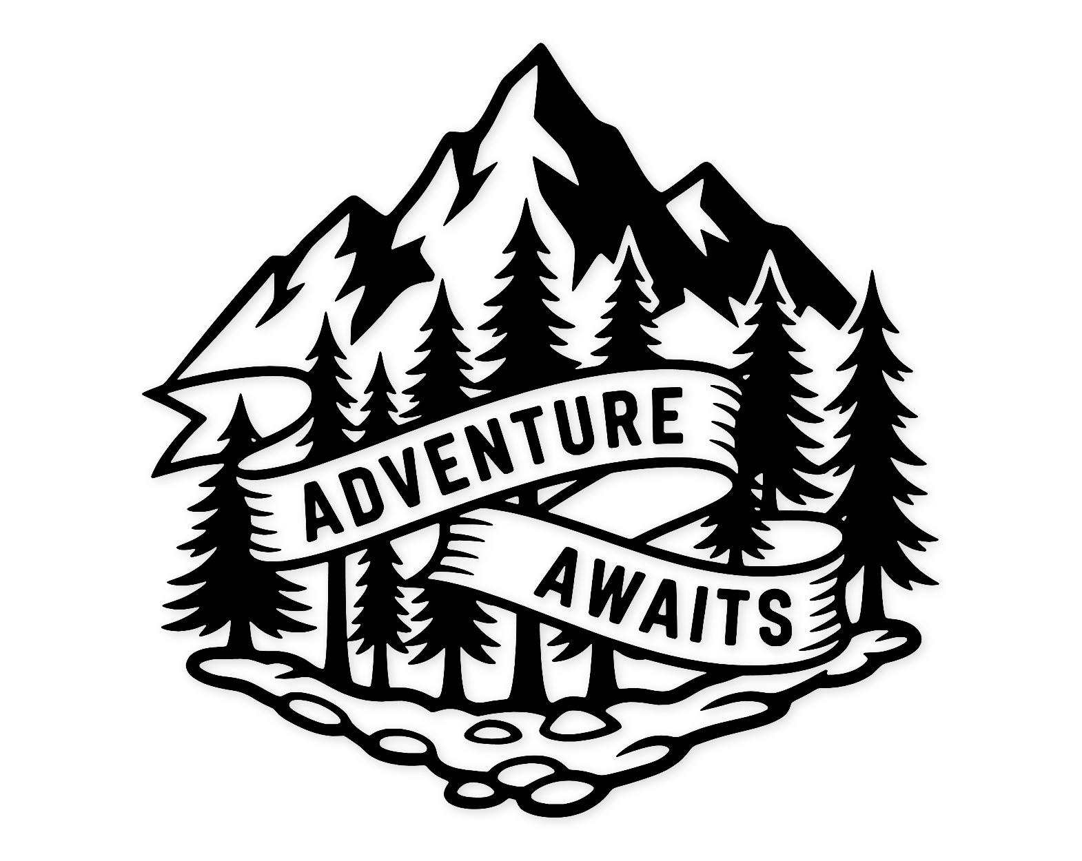 Adventure Awaits Svg Png: Bold Black-And-White Design For Cricut Projects