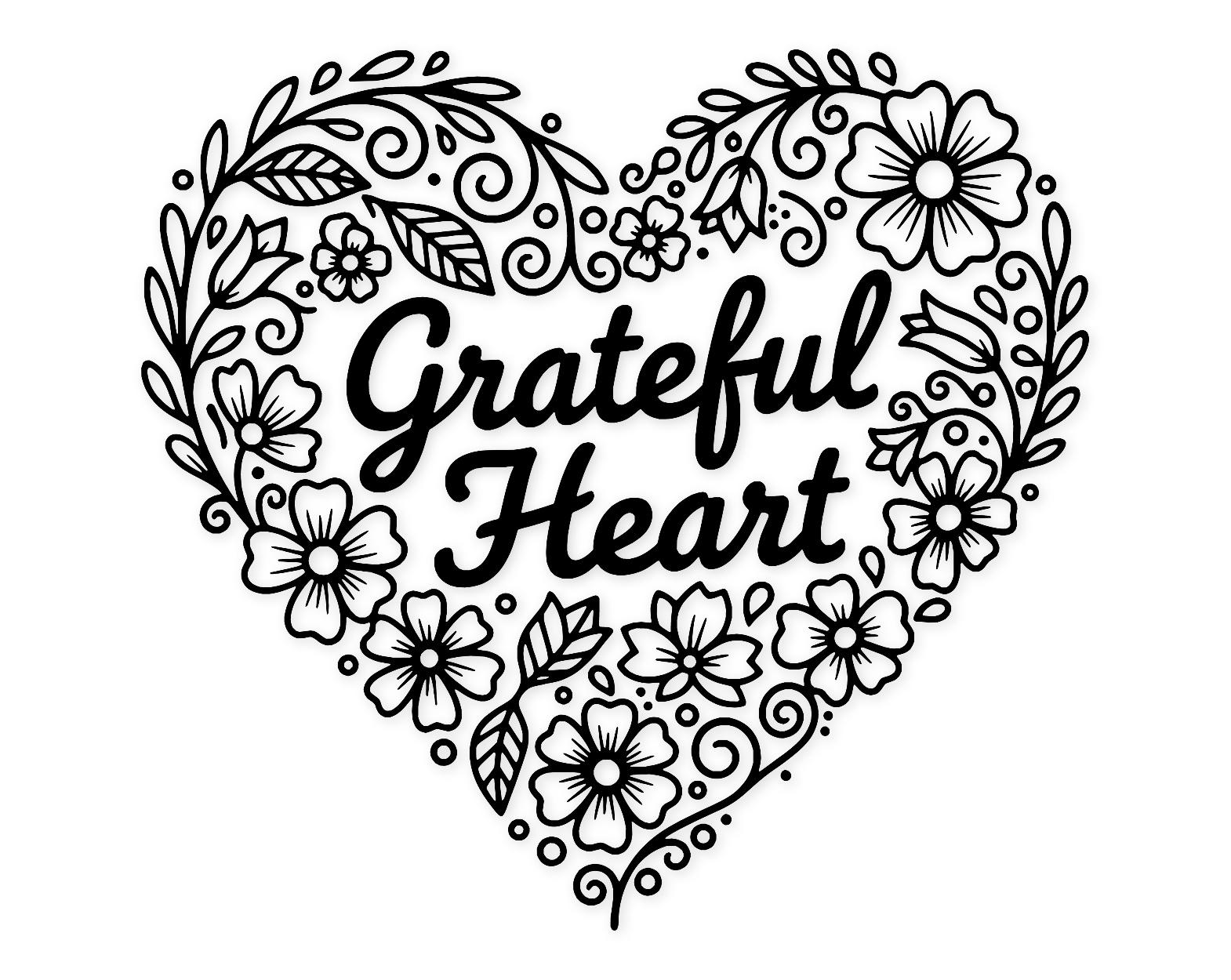 Grateful Heart Svg Png: Floral Design For Stickers