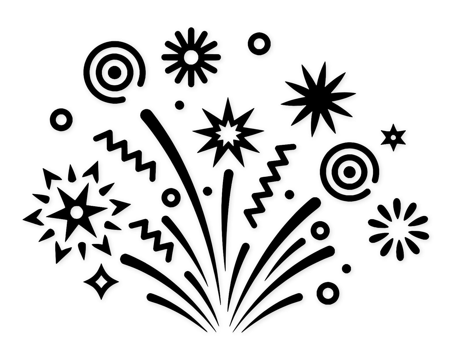 Fireworks Display Svg Png: Bold Black-And-White Cut File For Celebrations