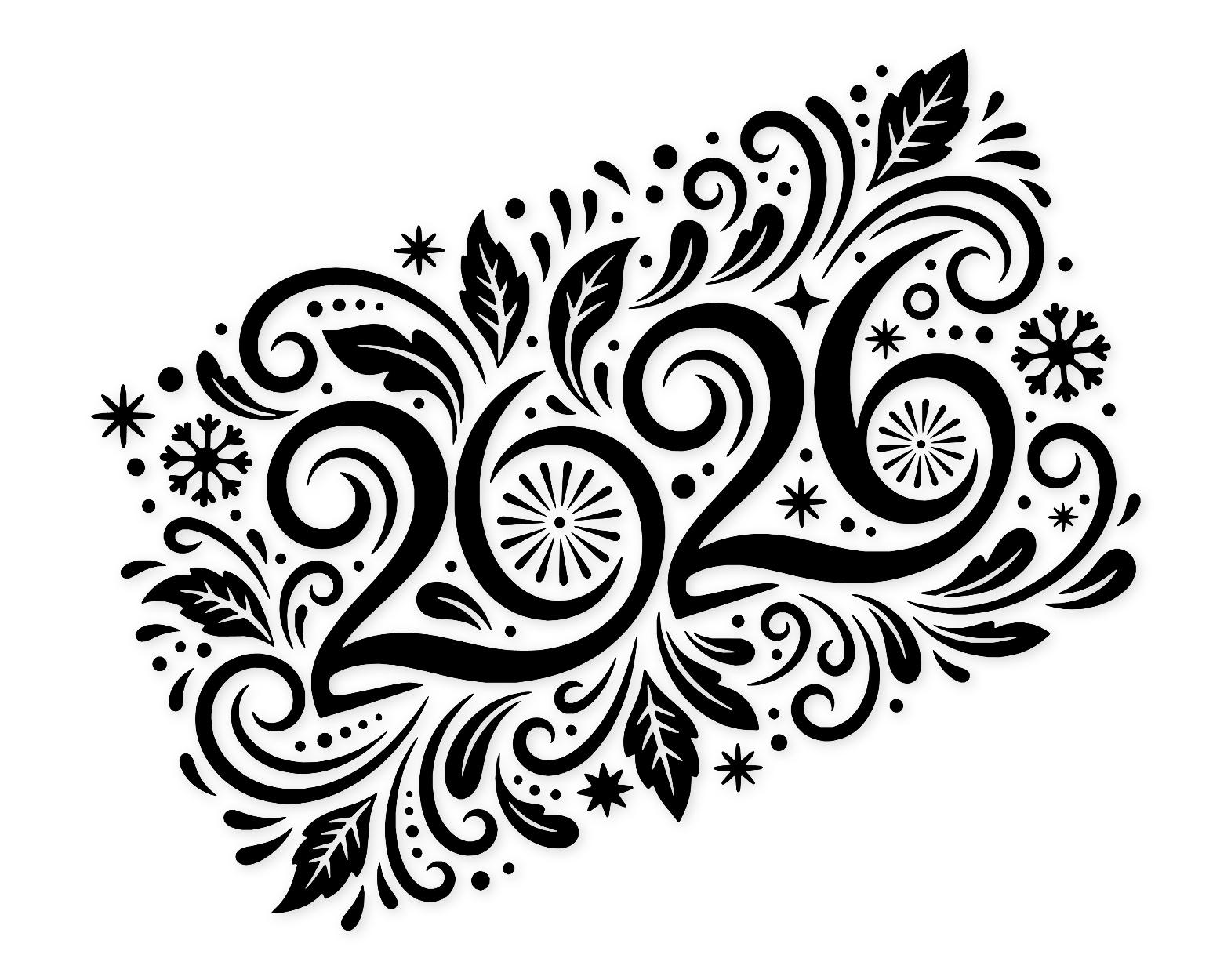 New Year 2026 Typography Svg Png: Bold Design For Celebrating Events