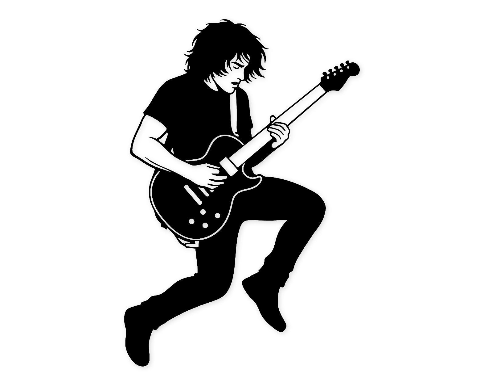 Rock Guitar Pose Svg Png: Bold Silhouette For Cricut