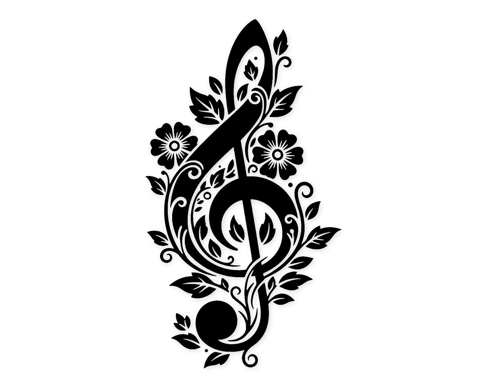 Treble Clef Svg Png: Floral Art Design For Music Lovers