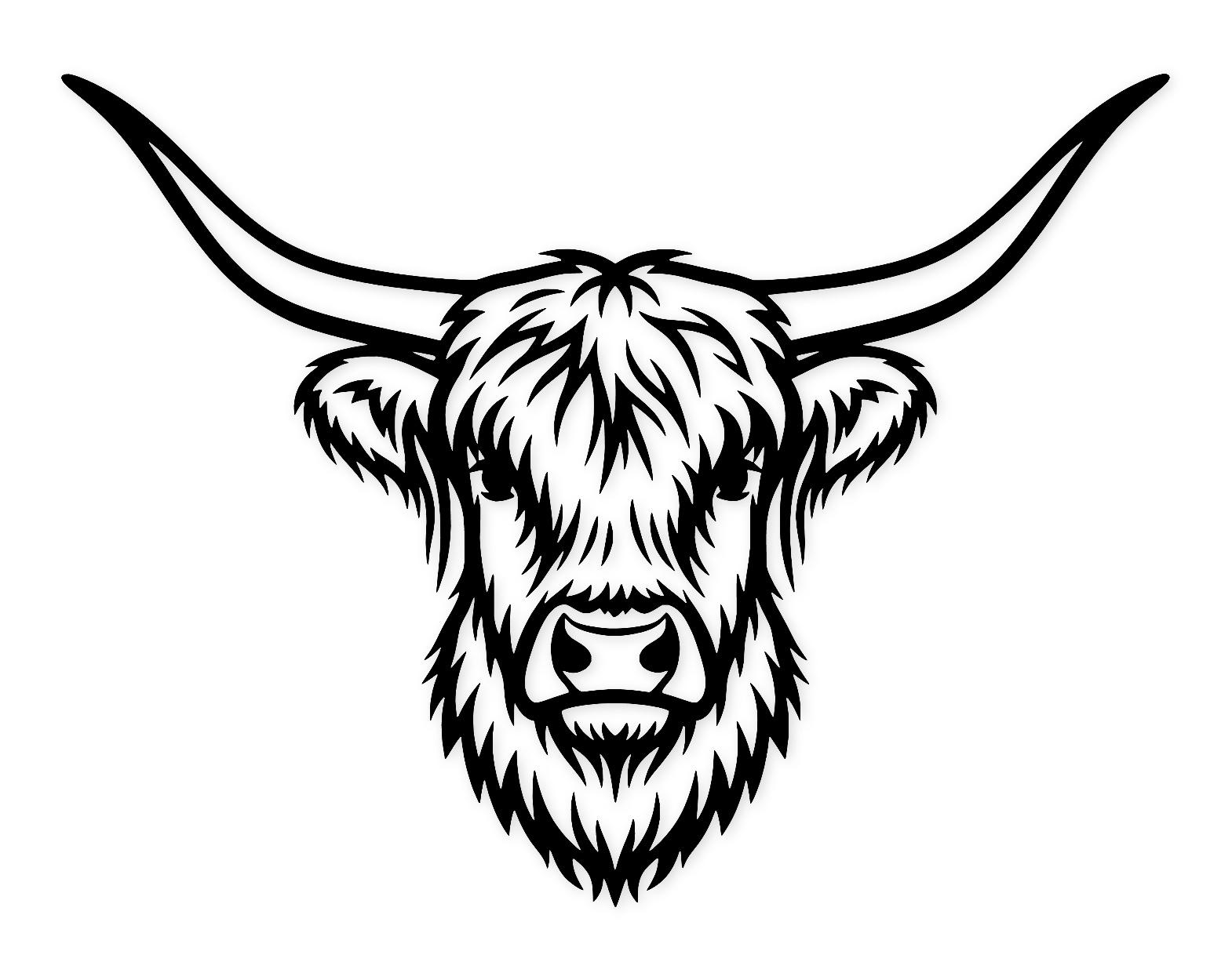 Highland Cow Portrait Svg Png: Minimalist Cut File For T-Shirts