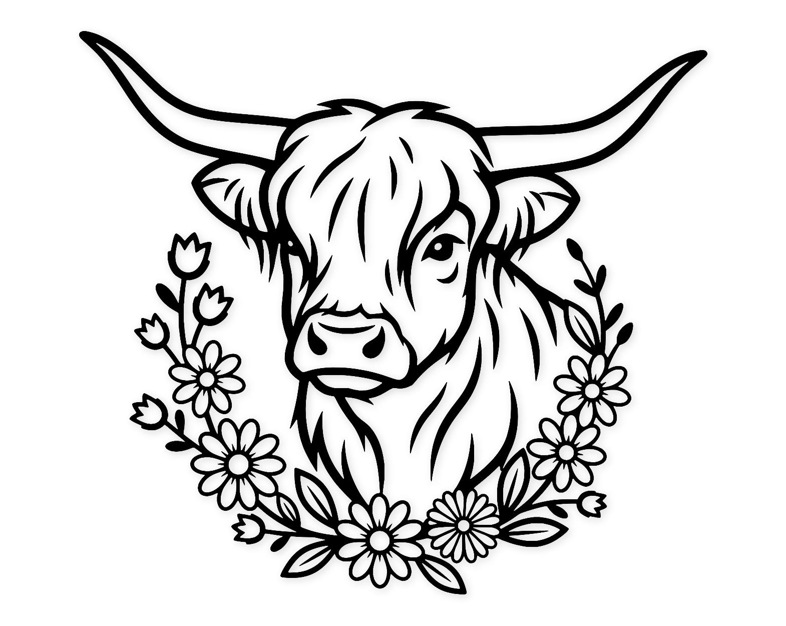 Cow With Flowers Svg Png: Whimsical Design For Invitations
