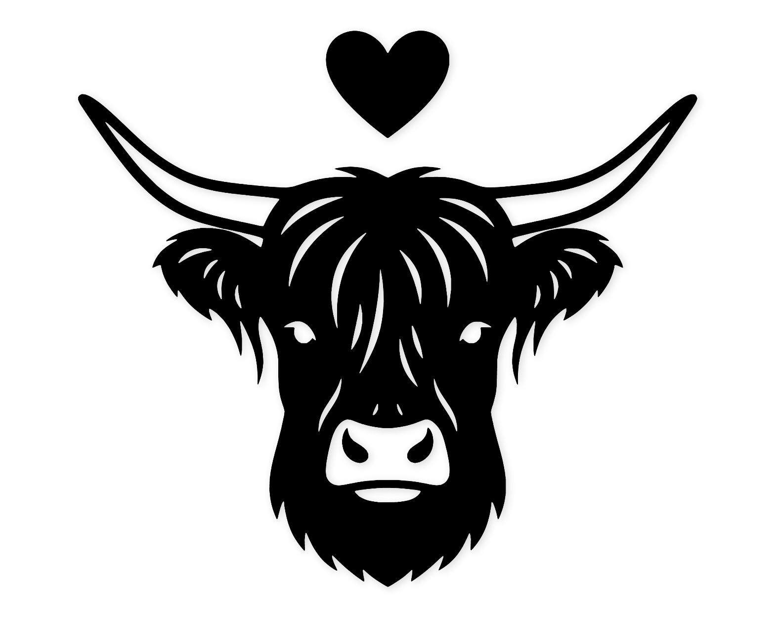 Highland Cow Svg Png: Heart Design For Home Décor
