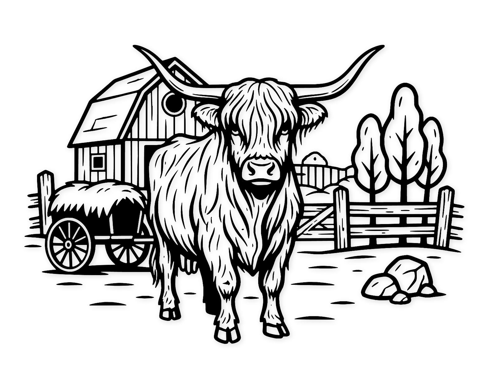 Vintage Cow Farm Svg Png: Antique Highlands For Decor