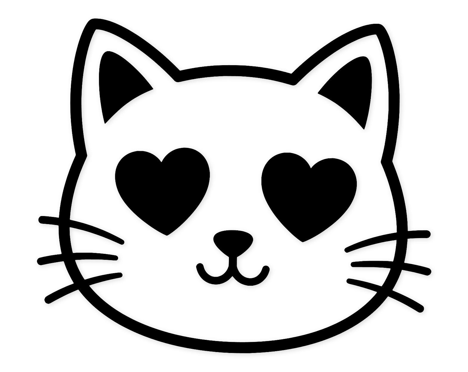 Kawaii Kitty Heart Eyes Svg Png: Cut Ready Digital Design For Cricut Silhouette