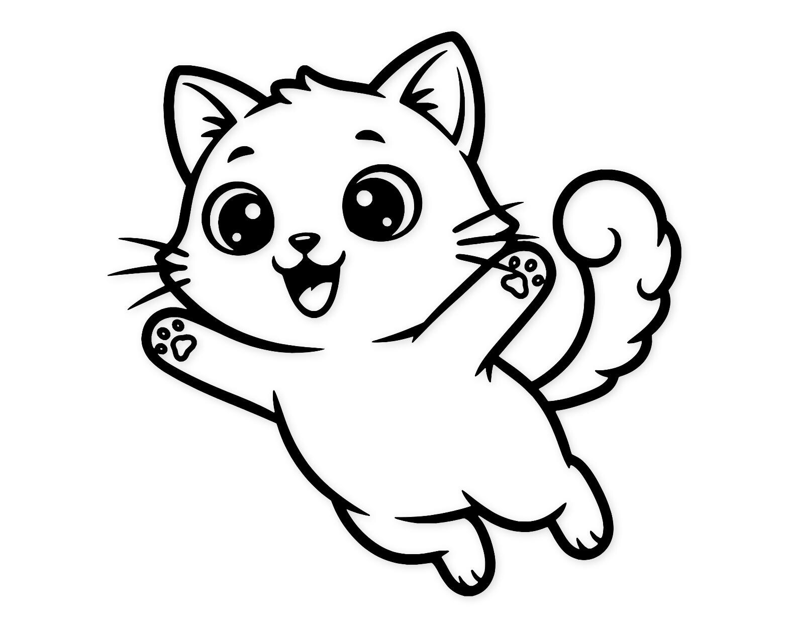 Happy Kawaii Kitty Svg Png: Playful Cut File For Crafts