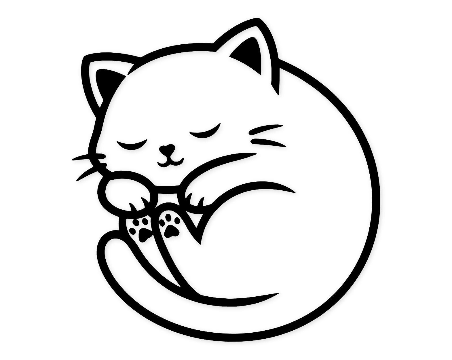 Kawaii Kitty Sleeping Svg Png: Cute Digital Design For Crafts