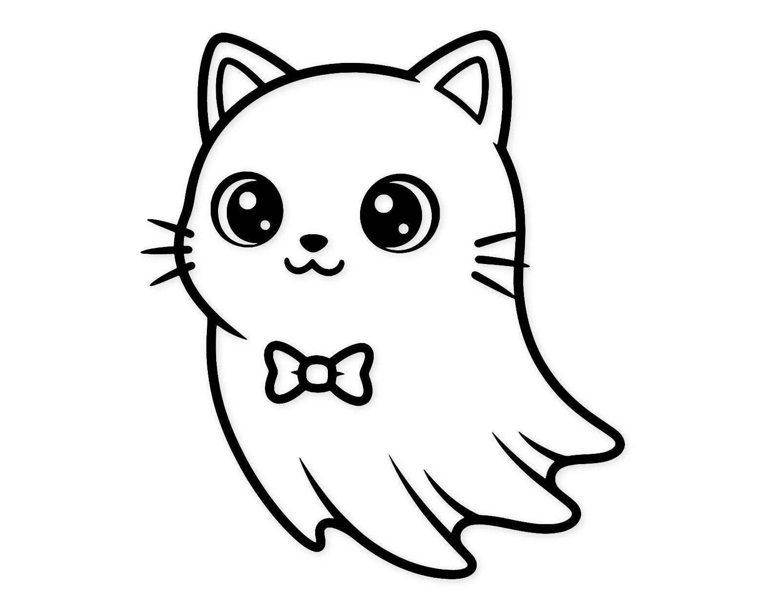 Kawaii Kitty Ghost Svg Png: Cute Design For Halloween Projects