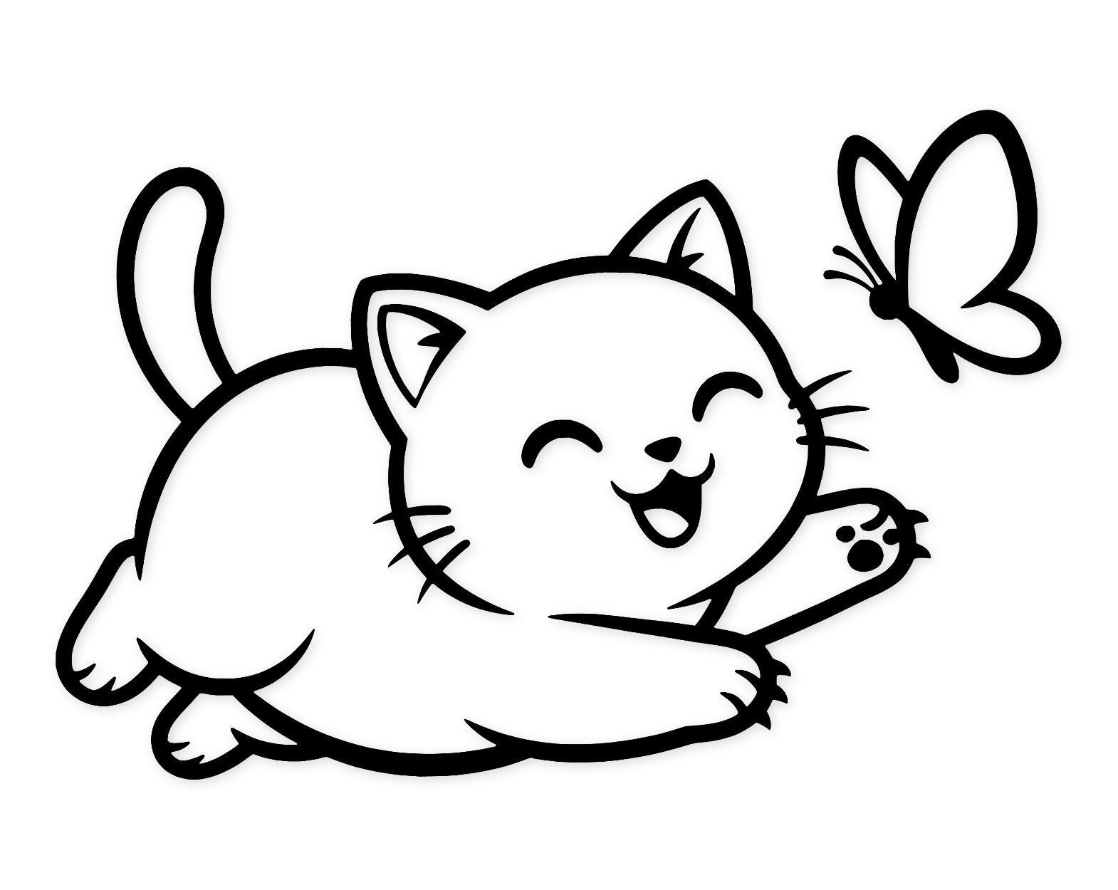 Kawaii Kitty Chasing Butterfly Svg Png: Cut Ready Digital Design For Cricut Silhouette