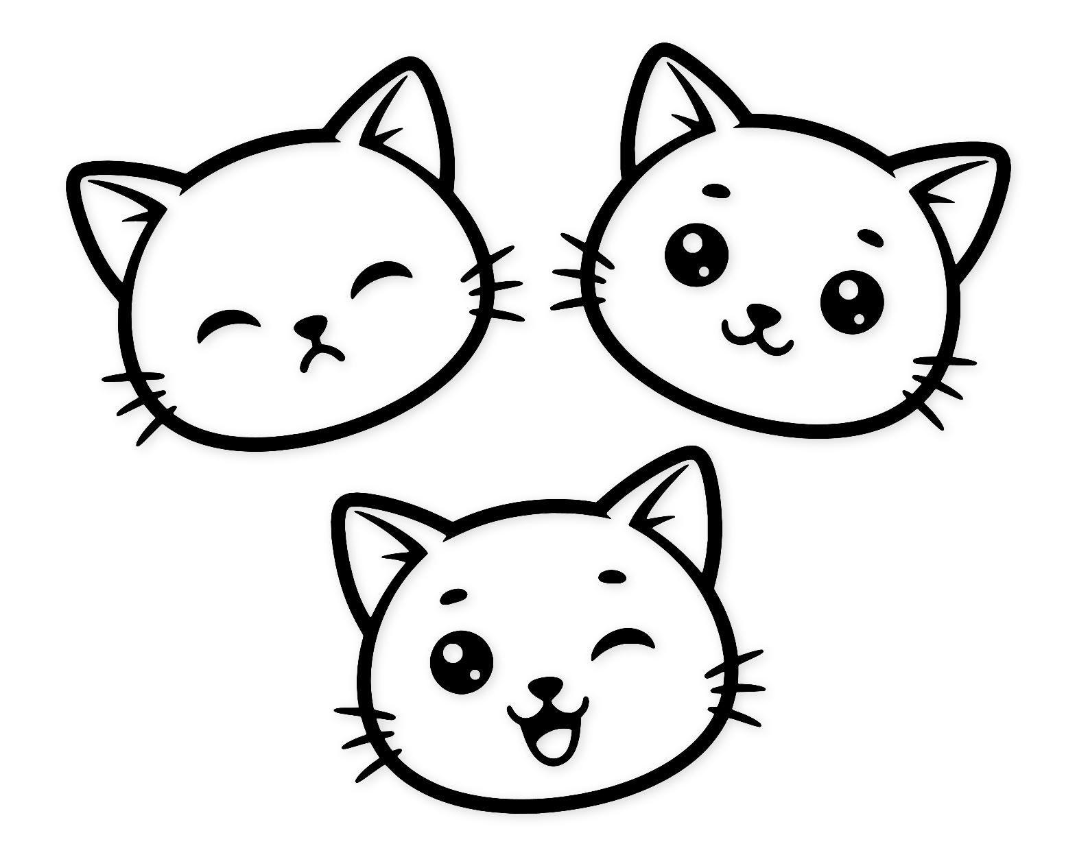 Kawaii Kitty Head Svg Png: Cute Cut File For Stickers