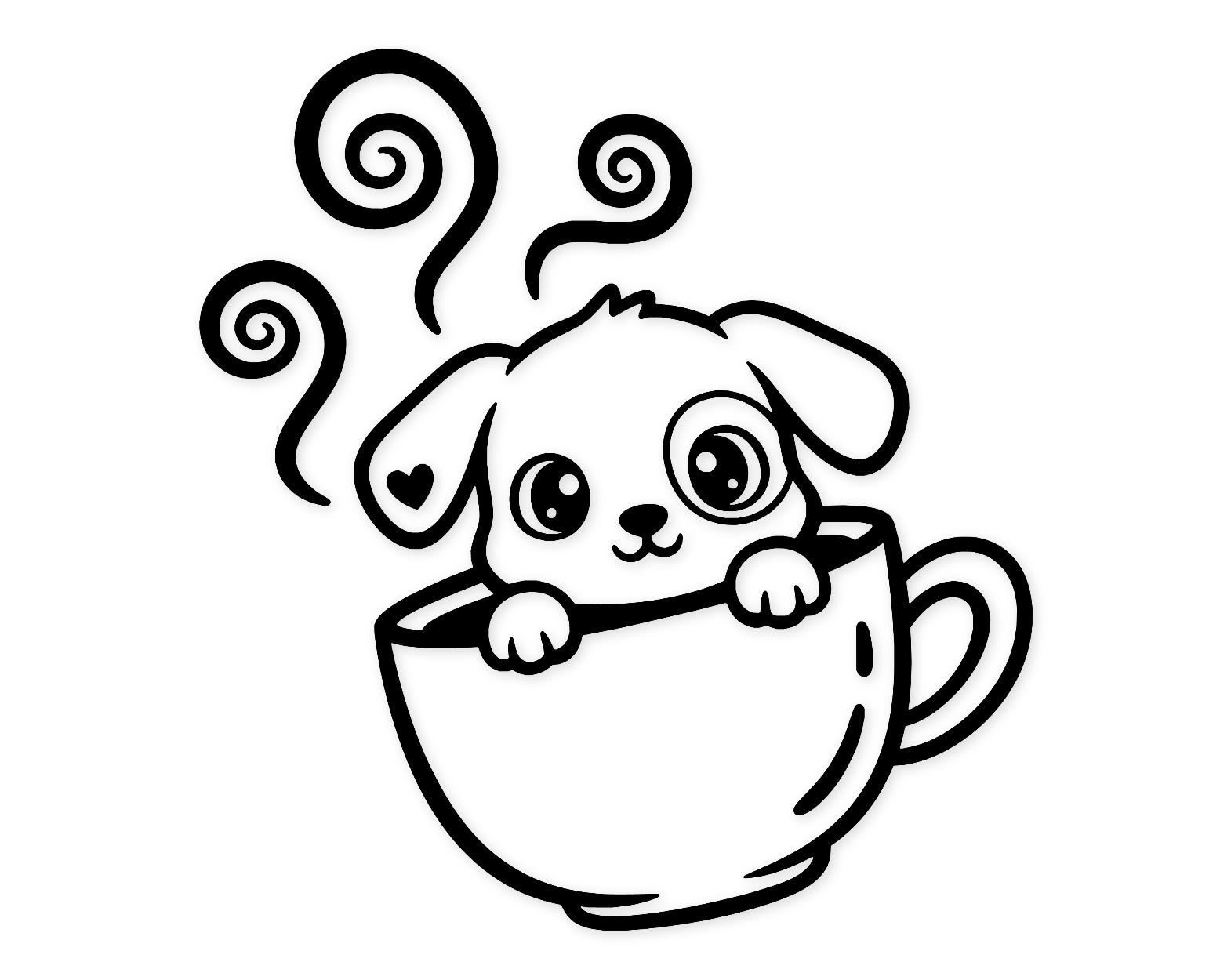 Puppy In A Cup Svg Png: Whimsical Cut File For Crafts